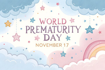 Floral Typography World Prematurity Day Poster in Soft Tones