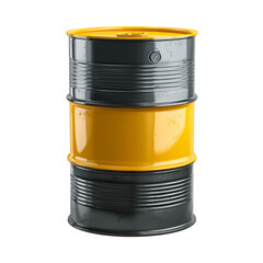A robust industrial drum, painted in vibrant yellow and black, stands as a symbol of storage, holding the promise of power or potential within the industry.