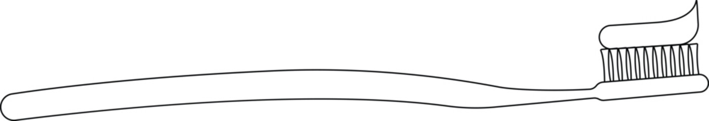 Toothbrush with Toothpaste Outline Icon Illustration on White Background