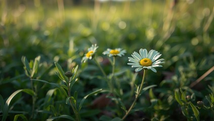 Vibrant green flowers in a field captured closely, emphasizing natural beauty, seasonal change