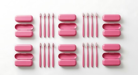 Toothbrush and Case Arrangement Dental Care Pattern Personal Hygiene Products Still Life