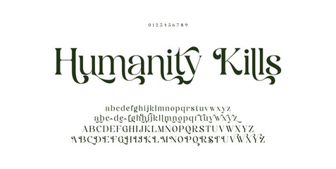 Typography Luxury wedding alphabet letters font and number. Elegant classic lettering serif fonts decorative vintage retro concept. vector illustration
