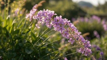 Fototapeta premium Filipendula purpurea flowers in full bloom, showcasing vibrant colors and natural beauty, seasonal change