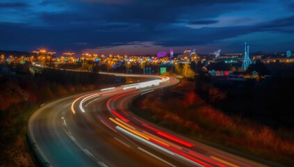 Blurred Lights Creating Bokeh Effects on a Roadway