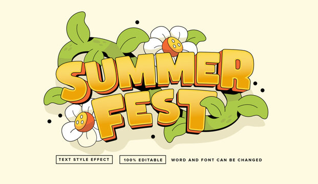 Text effect editable vector graphic of the Summer festival with flower, perfect for movie title, poster title, banner title, etc. - Powered by Adobe