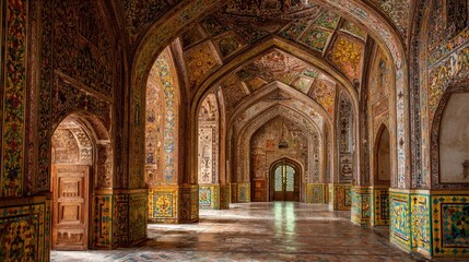 Obraz premium Intricate designs adorn the walls and ceiling creating a captivating atmosphere in this historical space.
