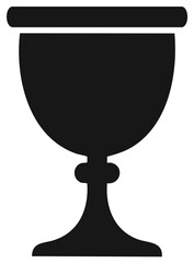 Simple black silhouette of a chalice with a wide bowl and flared base