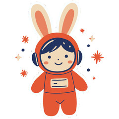 Tiny Astronaut Bunny Floating in Space with Stars | Cute Space Rabbit Surrounded by Twinkling Lights | Adorable Bunny Astronaut Illustration in Zero Gravity | Kawaii Cosmic Bunny Drifting Among Stars