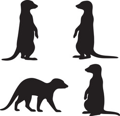 set of silhouette meer cat