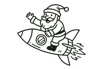 Santa claus flying on a rocket, delivering christmas gifts in space, holiday futuristic travel concept