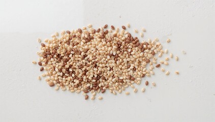 Assorted quinoa seeds displayed on a white acrylic surface