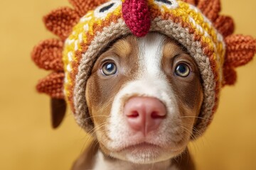 adorable dog in turkey hat