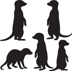 set of silhouette meer cat