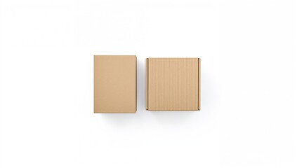 Brown paper box, cardboard container on white backdrop, suitable for packaging or shipping needs