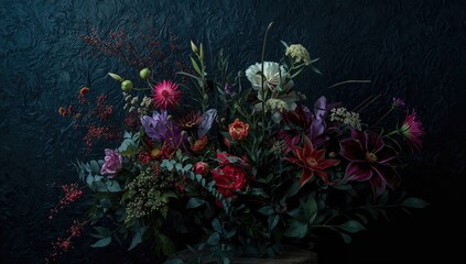Contemporary floral designs with a somber and dramatic tone