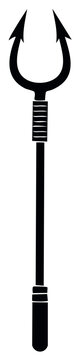 Simple black silhouette fishing rod holder equipment illustration or stylized weapon