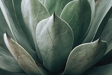 Obraz premium Close-up of a succulent plant's symmetrical, textured leaves in varying shades of green
