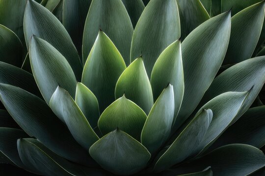 Close-up of a succulent plant's radiating, emerald green leaves