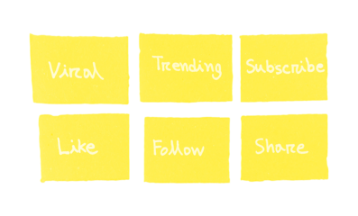 Handwritten Social Media Marketing and Digital Engagement Concepts on Yellow Sticky Notes