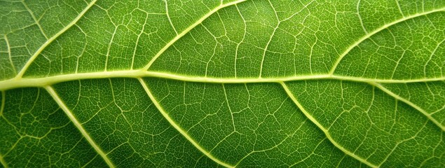 Close-up of vibrant green leaf, detailed veins and texture