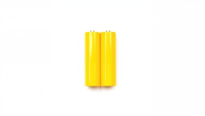 A pair of yellow AA batteries on a white background
