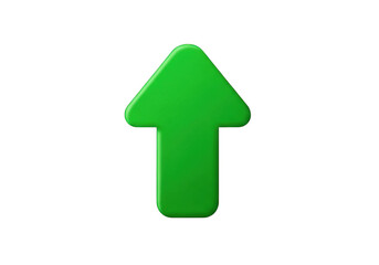 Bright green upward arrow icon indicating progress or direction isolated on transparent background