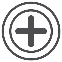 Obraz premium Add symbol inside a circle, medical icon, sign for plus and addition, dark gray graphic