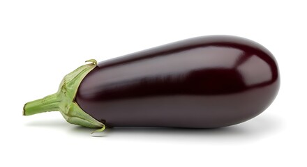 Fresh Dark Purple Eggplant Vegetable Isolated on White