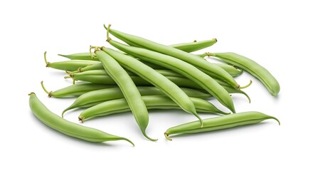 Fresh Green Beans Pile Isolated on White Background