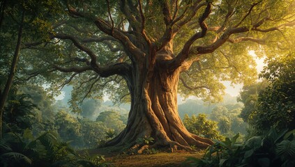 Fototapeta premium A tropical tree found deep in the forest