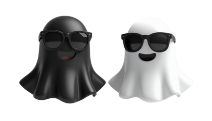 Cartoon Ghost Collection Two Styles Isolated on Transparent Background