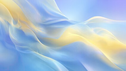Obraz premium Abstract flowing waves of blue, yellow and white, ethereal and airy