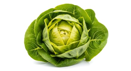 Fresh Green Lettuce Head with Water Droplets