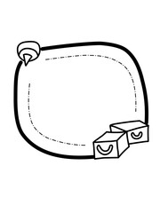 Hand-drawn decorative frame with bows and wavy lines in black outline on a white background. Vintage border element concept, greeting card design and elegant frame