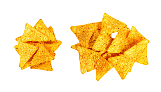 Crispy Tortilla Chips Bundle with Two Variations Isolated on Transparent Background