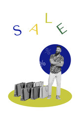 Sketch image composite artwork collage of black friday buy brand shopper offer percent small...