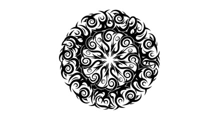 Monochromatic decorative swirl pattern on transparent background, abstract vortex effect creating