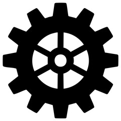 Fototapeta premium Simple black gear cogwheel icon representing mechanics, technology, and system settings