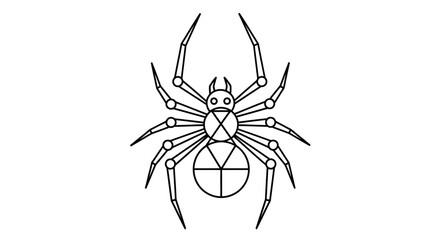 Geometric spider line art illustration with intricate leg joints and body markings arachnid drawing