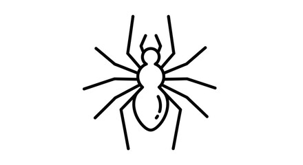 Simple spider outline illustration with eight legs on a plain white background creating a basic