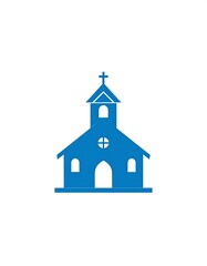 Blue Church Silhouette - A Symbol of Faith and Community.