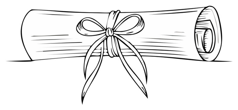 Scroll tied with a bow and ribbon a rolled paper document