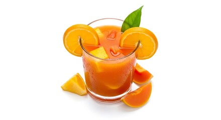 Refreshing Orange Juice with Fresh Fruit Garnish