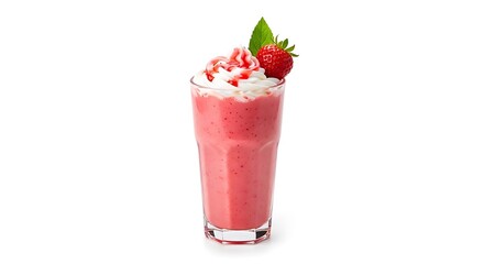Refreshing Strawberry Smoothie with Whipped Cream and Fresh Fruit