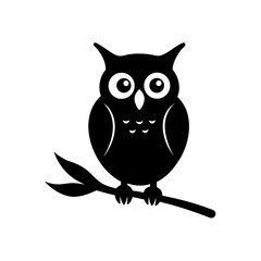 Obraz premium Stylized owl on a branch on transparent background silhouette