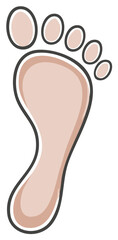 Light Skin Tone Human Footprint Illustration Cartoon Style Outline Graphic Design