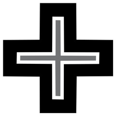 Obraz premium Stylized historic military cross medal award vector graphic icon