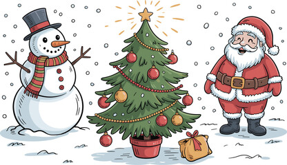 Christmas Tree Illustration | Festive Holiday Clipart Design