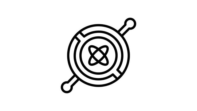 Ready to use line style animated icon showing atomic physics