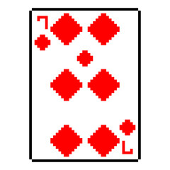 Obraz premium Isolated Red Seven of Diamonds Playing Card Retro Pixel Art